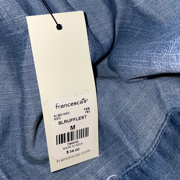 NWT Medium Francesca's Harper Heritage Embroidered Denim Boho Tank Top - Picture 8 of 8